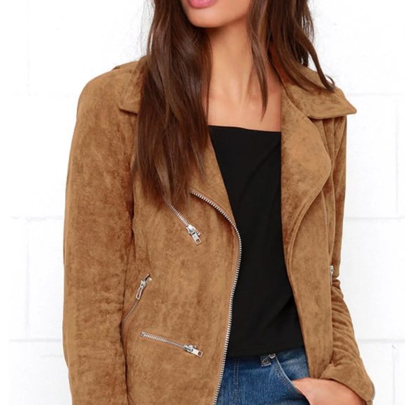 Suede with Love Tan Suede Moto Jacket - Picture 1 of 16